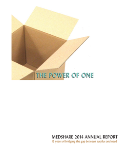 The Power of One Medshare 2014 Annual Report