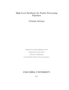 High Level Synthesis for Packet Processing Pipelines Cristian