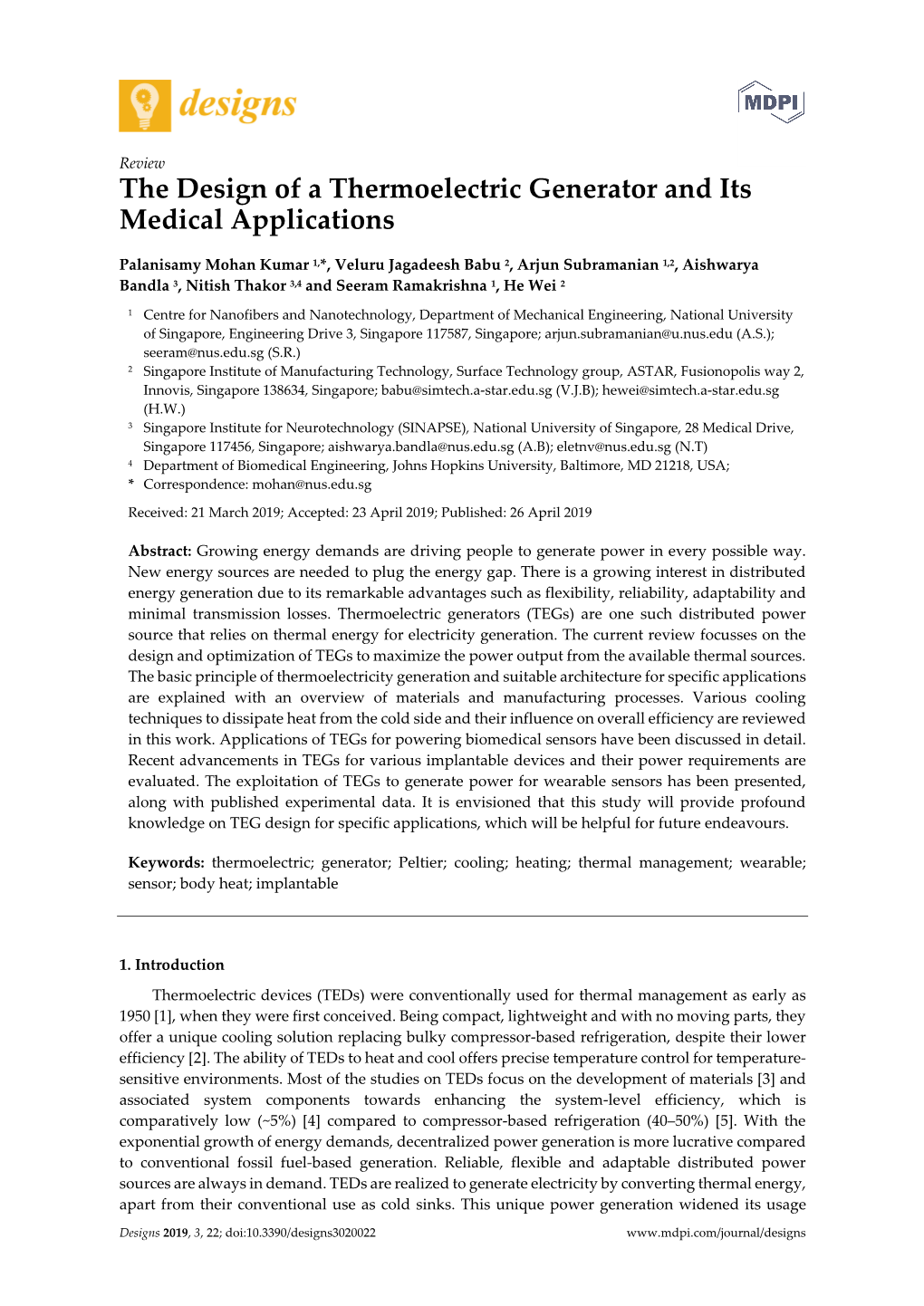 thesis of thermoelectric generator