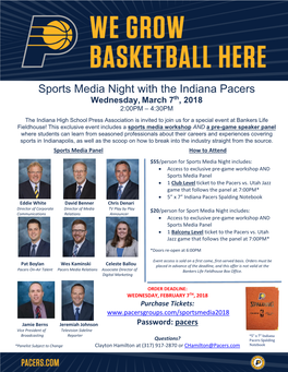 Sports Media Night with the Indiana Pacers