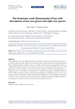 The Freshwater Snails (Gastropoda) of Iran, with Descriptions of Two New Genera and Eight New Species