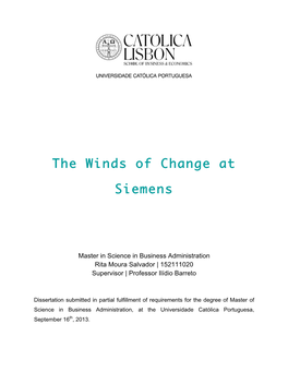 The Winds of Change at Siemens
