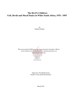 Volk, Devils and Moral Panics in White South Africa, 1976 - 1993