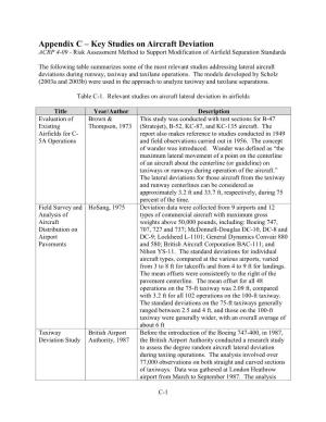 Appendix C – Key Studies on Aircraft Deviation ACRP 4-09 - Risk Assessment Method to Support Modification of Airfield Separation Standards