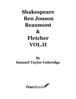 Shakespeare Ben Jonson Beaumont & Fletcher VOL.II