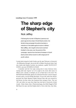 The Sharp Edge of Stephen's City Nick Jeffrey