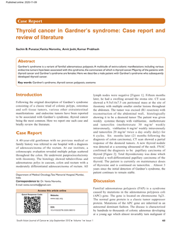 Thyroid Cancer in Gardner's Syndrome: Case Report and Review of Literature