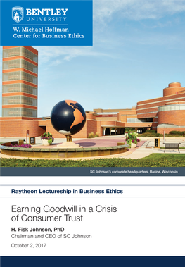 Earning Goodwill in a Crisis of Consumer Trust H