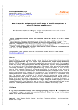 Morphospecies and Taxonomic Sufficiency of Benthic Megafauna In