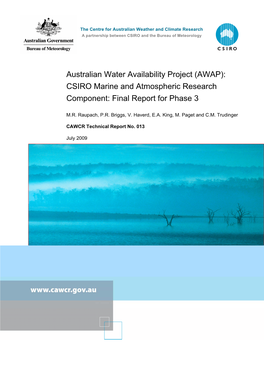 AWAP): CSIRO Marine and Atmospheric Research Component: Final Report for Phase 3