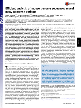 Efficient Analysis of Mouse Genome Sequences Reveal Many Nonsense Variants