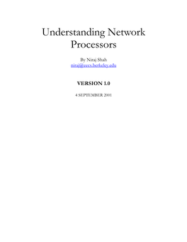 Understanding Network Processors