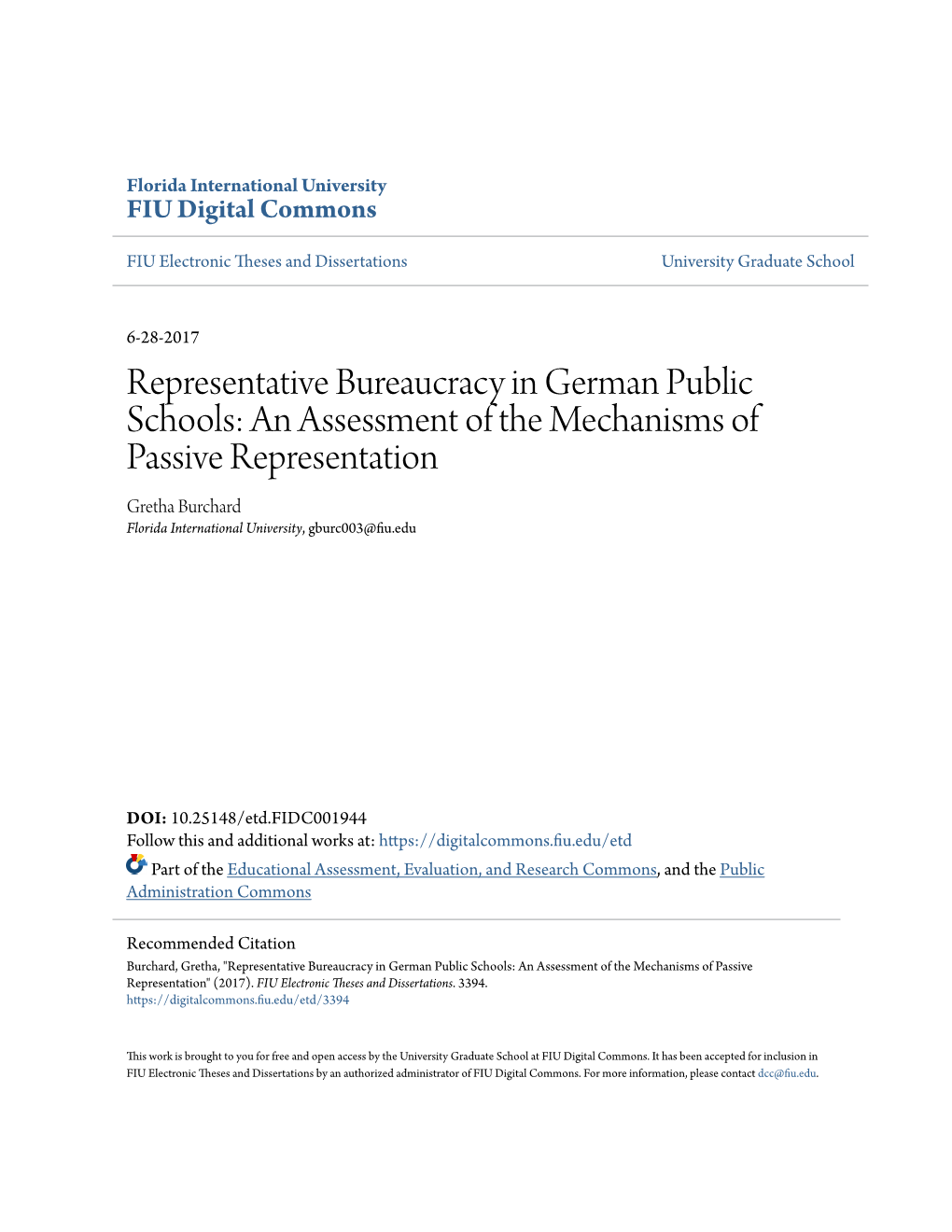 Representative Bureaucracy in German Public Schools