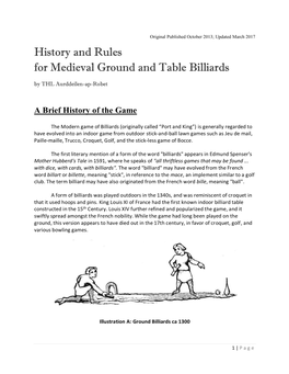 History and Rules for Medieval Ground and Table Billiards by THL Aurddeilen-Ap-Robet