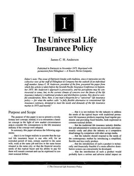 The Universal Life Insurance Policy