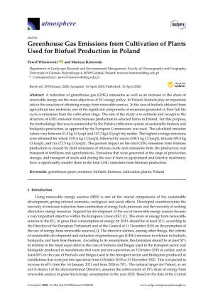 Greenhouse Gas Emissions from Cultivation of Plants Used for Biofuel Production in Poland