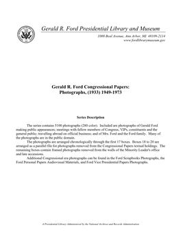 Gerald R. Ford Congressional Papers: Photographs, (1933) 1949-1973