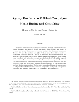 Agency Problems in Political Campaigns: Media Buying and Consulting∗