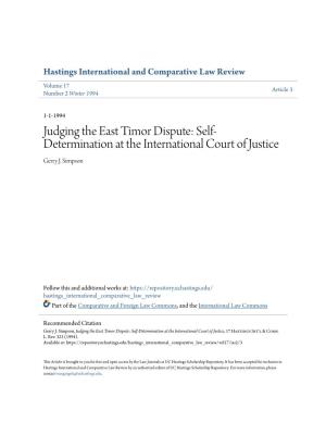 Judging the East Timor Dispute: Self-Determination at the International Court of Justice, 17 Hastings Int'l & Comp