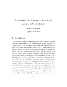 Caste Bankers in Colonial India