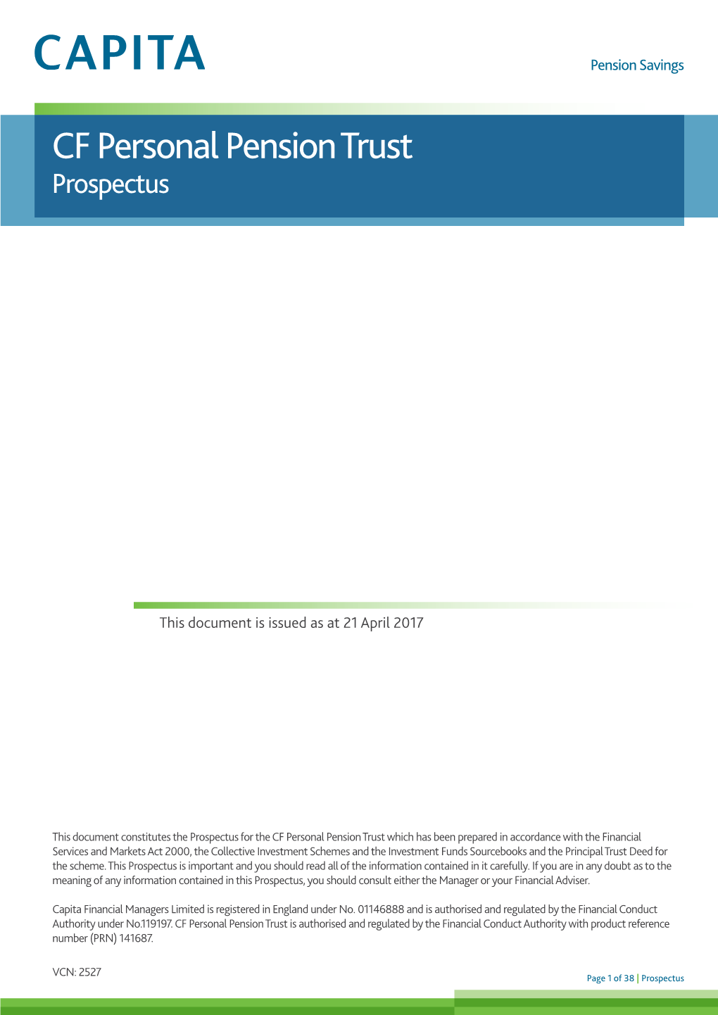 CF Personal Pension Trust Prospectus