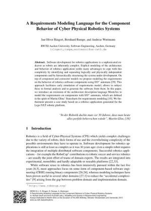 A Requirements Modeling Language for the Component Behavior of Cyber Physical Robotics Systems