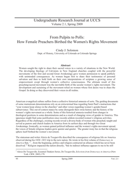 Female Preachers and the Women's Rights Movement