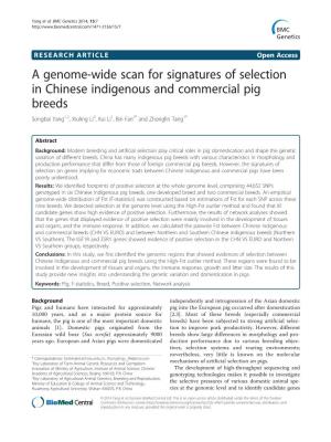 A Genome-Wide Scan for Signatures of Selection in Chinese Indigenous and Commercial Pig Breeds Songbai Yang1,2, Xiuling Li2, Kui Li1, Bin Fan2* and Zhonglin Tang1*