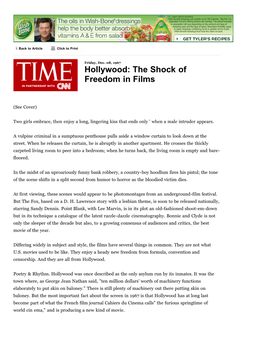 Hollywood: the Shock of Freedom in Films -- Printout -- TIME