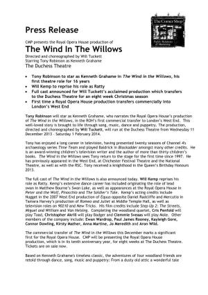 Press Release the Wind in the Willows