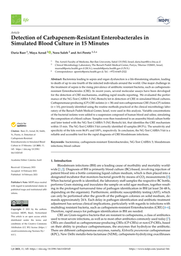 Detection of Carbapenem-Resistant Enterobacterales in Simulated Blood Culture in 15 Minutes