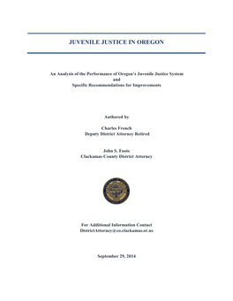 Juvenile Justice in Oregon