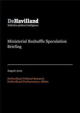 Ministerial Reshuffle Speculation Briefing