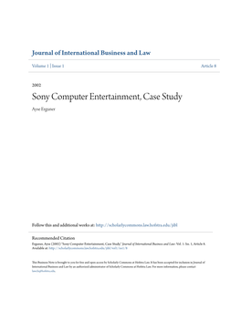 Sony Computer Entertainment, Case Study Ayse Erguner