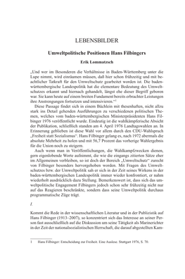 Umweltpolitische Positionen Hans Filbingers