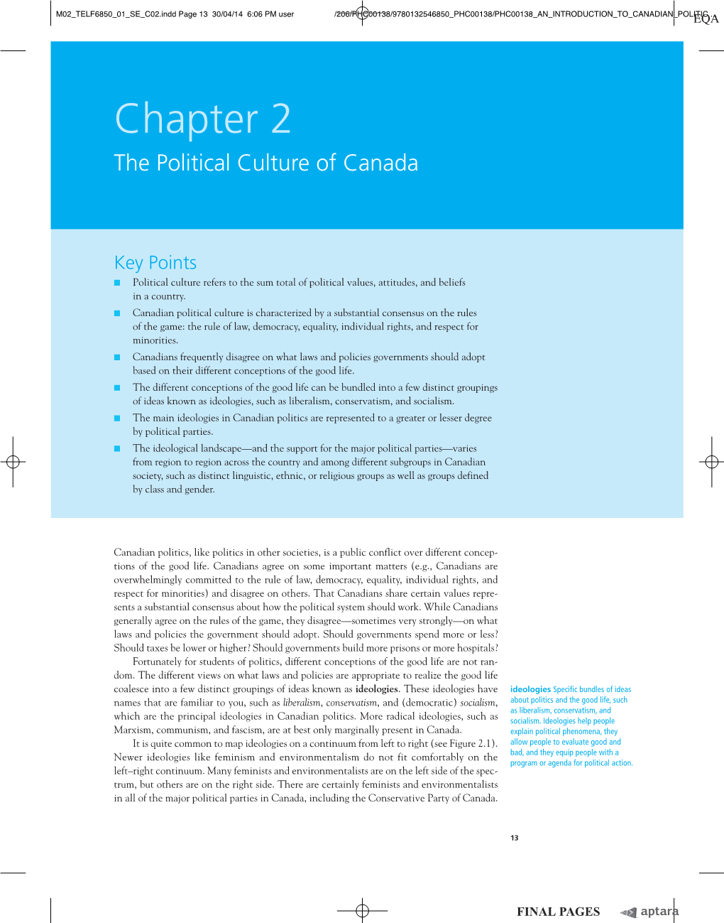 Chapter 2 the Political Culture of Canada
