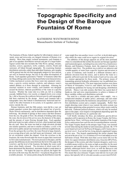 Topographic Specificity and the Design of the Baroque Fountains of Rome