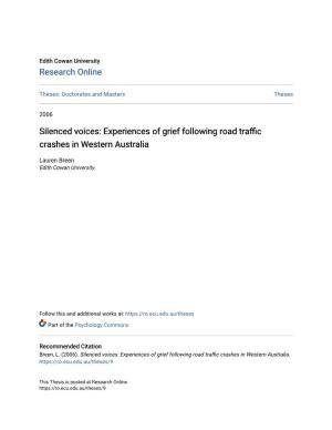 Experiences of Grief Following Road Traffic Crashes in Western Australia