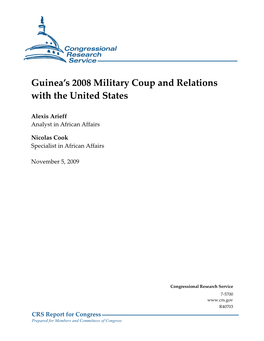Guinea's 2008 Military Coup and Relations with the United States