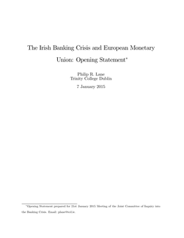 The Irish Banking Crisis and European Monetary Union