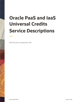 Oracle Paas and Iaas Universal Credits Service Descriptions