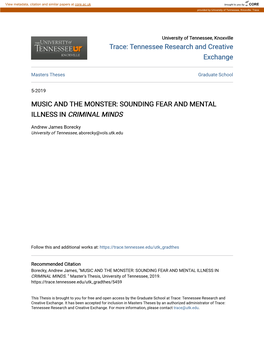MUSIC and the MONSTER: SOUNDING FEAR and MENTAL ILLNESS in &lt;I&gt;CRIMINAL MINDS&lt;/I&gt;