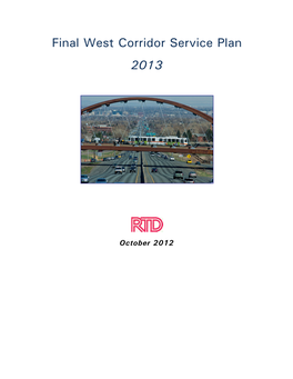 Final West Corridor Service Plan 2013