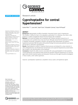Cyproheptadine for Central Hypertension?