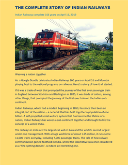 The Complete Story of Indian Railways