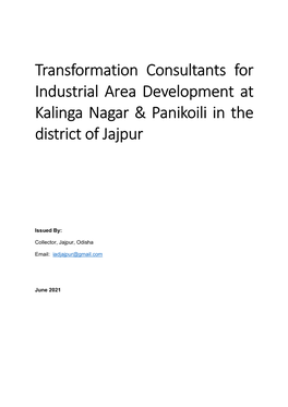Transformation Consultants for Industrial Area Development at Kalinga Nagar & Panikoili in the District of Jajpur