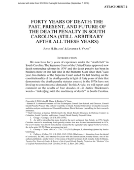 Forty Years of Death: the Past, Present, and Future of the Death Penalty in South Carolina (Still Arbitrary After All These Years)