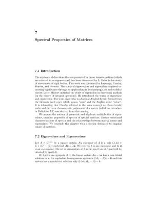 7 Spectral Properties of Matrices