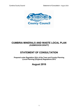 Statement of Consultation on the Cumbria Minerals Waste Local Plan [Pdf 0.8Mb]
