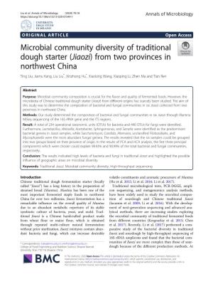 Microbial Community Diversity of Traditional Dough Starter (Jiaozi) from Two Provinces in Northwest China